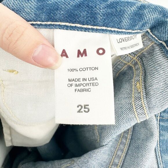AMO Destroyed Loverboy Jeans Cropped Straight Distressed Retro Wash Women's 25 - Picture 9 of 12